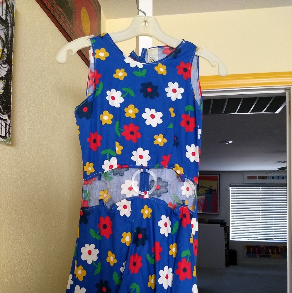 Cute blue flower print dress Small